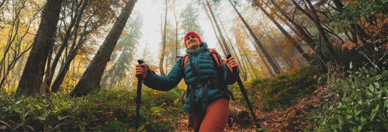 Woman hiking in the woods