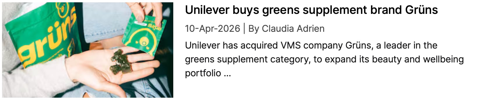 Unilever and Gruns NutraIngredients coverage