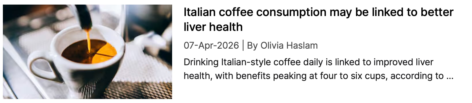 Italian coffee and liver health NI coverage