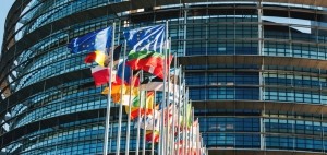 EU Parliament vote flags