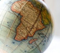 africa map on globe