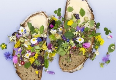 Toast with edible flower petals, some of which are borage and centaurea, the subject of a phytochemical analysis published recently in the journal Food Research International. Getty Images / Ulrike Brusch
