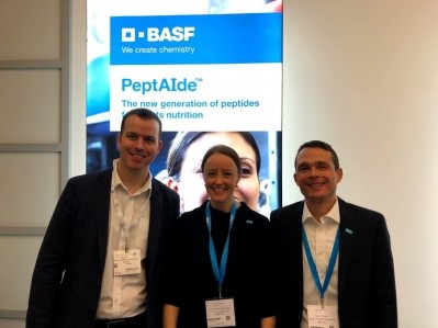 (From L-R) Neil Foster, head of partnerships at Nurtias, Mareike-Katharina Kampmann, BASF’s global marketing manager, dietary supplements, human nutrition, Dr Dietrich Rein, food fortification and global scientific marketing, human nutrition at BASF