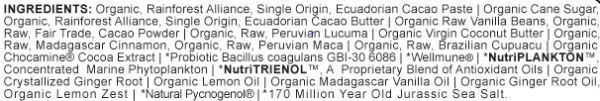 Ingredinets list for Good Cacao's Lemon Ginger Immunity