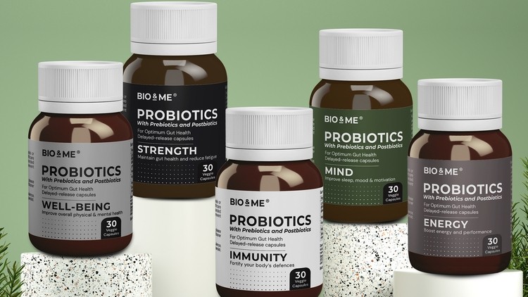Five specific probiotic formulations for five purposes by the brand BIO & ME. © AMILI