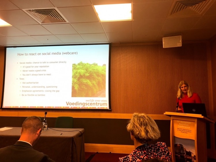 Jovanka Vis, head of knowledge and communication at the Netherlands Nutrition Centre, presents at this year's FENS conference. 