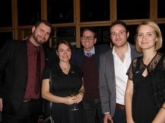 Our team of journalists at FIE in Frankfurt. From left, Nathan Gray, Caroline Scott-Thomas, Shane Starling, Mark Astley and Annie-Rose Harrison-Dunn