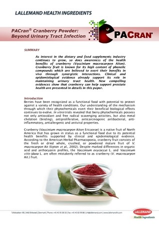 PACran® Cranberry Powder: Beyond Urinary Tract Infection