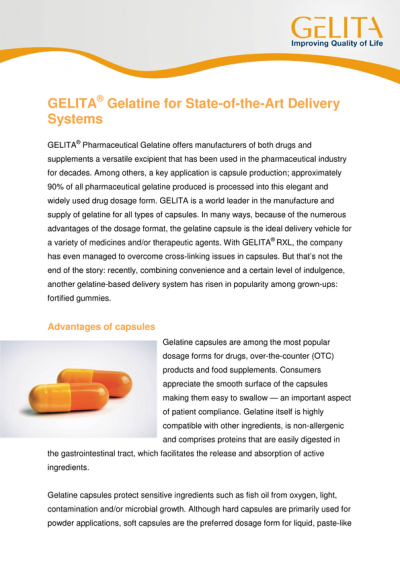 GELITA® Gelatine for State-of-the-Art Delivery Systems