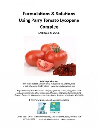Formulations & Solutions Using Parry Tomato Lycopene Complex