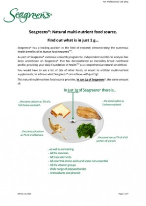 Seagreens® : Natural multi-nutrient food source. Find out what is in just 1g…