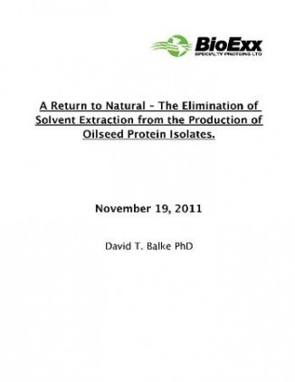 Solvent-free Canola Protein Production from BioExx